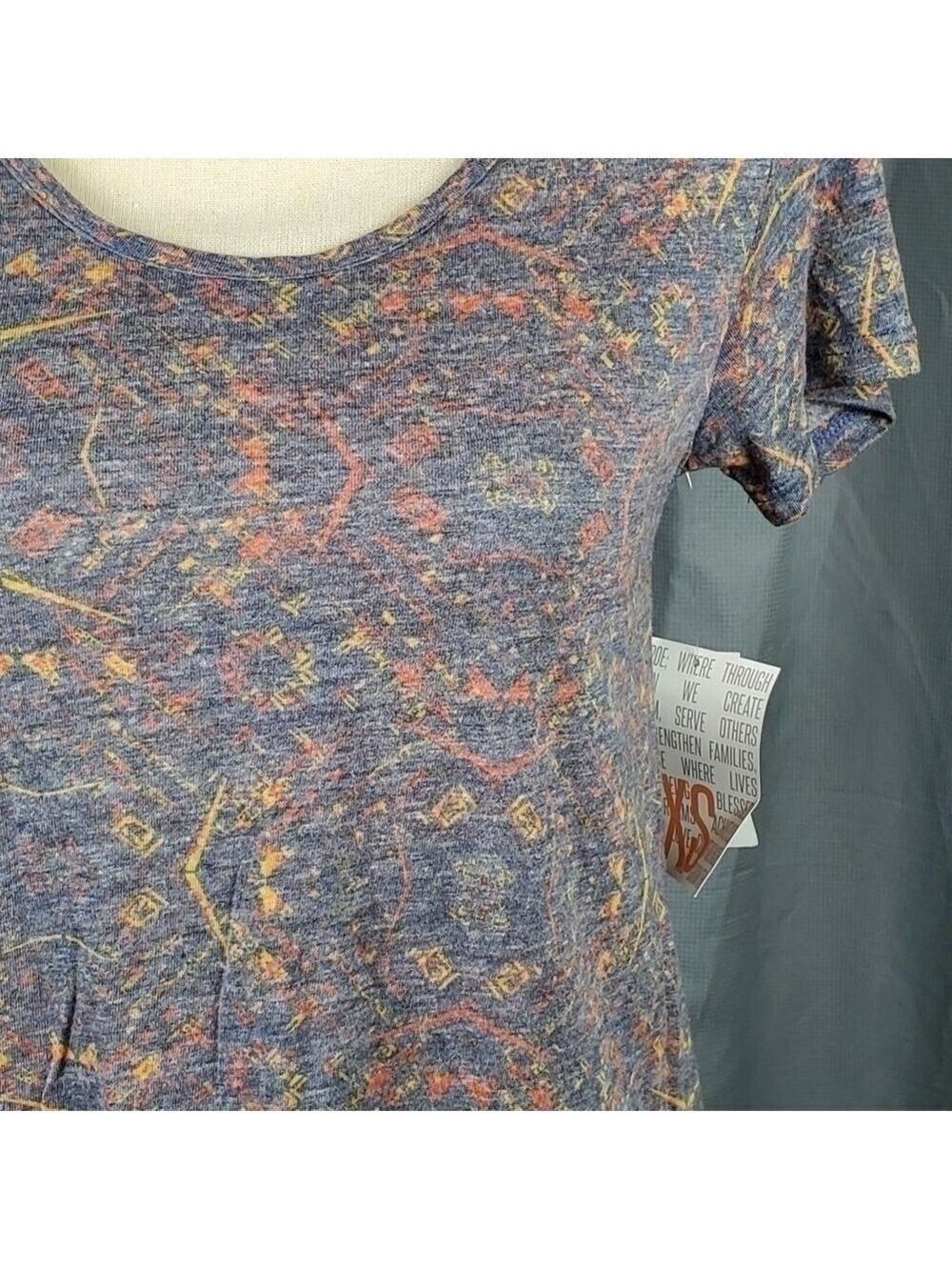 NWT Lularoe Classic T, red/yellow/gray geometric design, size XS - Picture 3 of 6